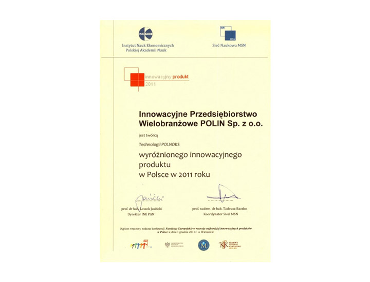 Certyfikat Innowacyjności 2011